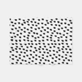 白黒の水色のブラシストローク フリースブランケット (正面(横))