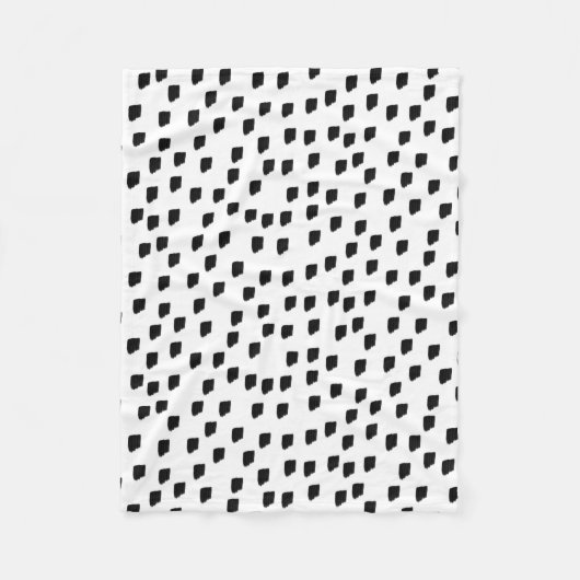 白黒の水色のブラシストローク フリースブランケット (正面)