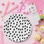 白黒の水色のブラシストローク ペーパープレート (パーティー)