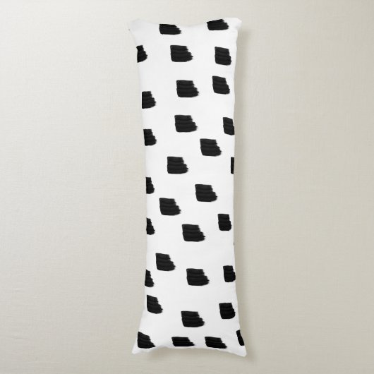 白黒の水色のブラシストローク ボディピロー (正面縦)