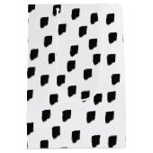 白黒の水色のブラシストローク ミディアムペーパーバッグ (裏面)