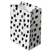 白黒の水色のブラシストローク ミディアムペーパーバッグ (裏面アングル)