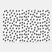 白黒の水色のブラシストローク ラッピングペーパーシート (正面2)