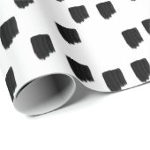 白黒の水色のブラシストローク ラッピングペーパー (ロールコーナー)