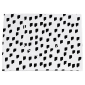 白黒の水色のブラシストローク ラージペーパーバッグ (正面)