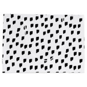 白黒の水色のブラシストローク ラージペーパーバッグ (裏面)