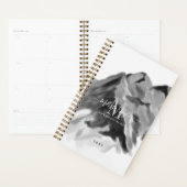 白黒の水色の山のスクリプト プランナー手帳 (ディスプレー)