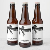 白黒の水色の弓の男結婚の好意 ビールラベル (ボトル)