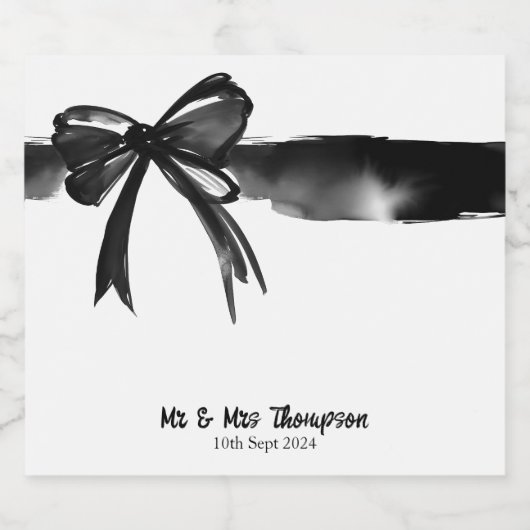 白黒の水色の弓の男結婚の好意 ビールラベル (シングルラベル)