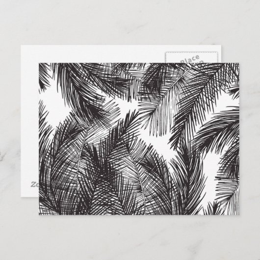 白黒の水色の手色彩の鮮やかのひら木 ポストカード (正面/裏面)