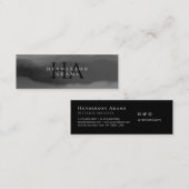 白黒の水色の波状抽象芸術モノグラム スキニー名刺 (正面/裏面)