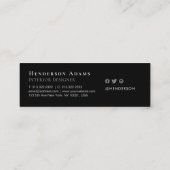 白黒の水色の波状抽象芸術モノグラム スキニー名刺 (裏面)