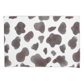 白黒の水色の牛プリント 枕カバー (正面)