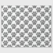 白黒の水色の犬の前刷り ラッピングペーパー (フラット)