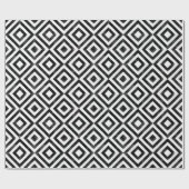 白黒の水色ダイヤモンドパターン ラッピングペーパー (フラット)