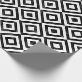 白黒の水色ダイヤモンドパターン ラッピングペーパー (角)