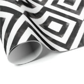 白黒の水色ダイヤモンドパターン ラッピングペーパー (ロールコーナー)