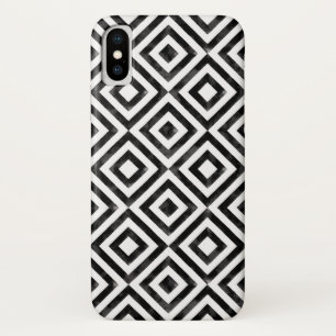 白黒の水色ダイヤモンドパターン iPhone X ケース