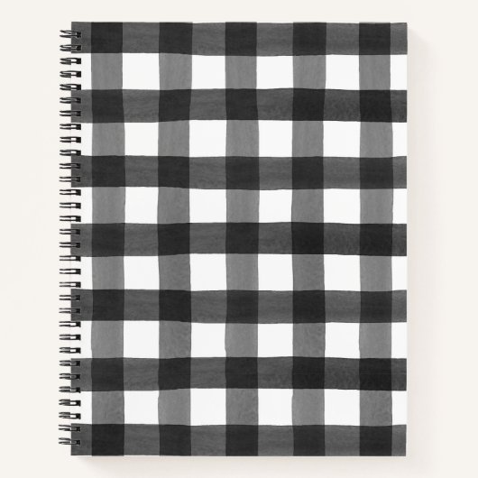白黒の水色バッファローチェックコテージ ノートブック (正面)