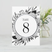 白黒の水色フローラテーブル番号 招待状 (スタンド正面)