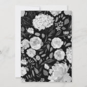 白黒の水色フローラテーブル番号 招待状 (裏面)