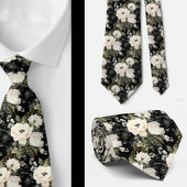 白黒の水色フローラフォーマルネックタイ ネクタイ