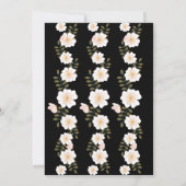 白黒の水色フローラ結婚の箔 招待状 (裏面)