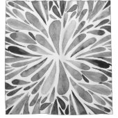 白黒の水色抽象芸術フローラバースト シャワーカーテン (正面)