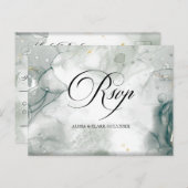 白黒の水色抽象芸術RSVP ポストカード (正面/裏面)