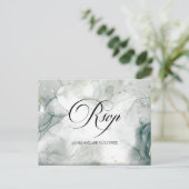 白黒の水色抽象芸術RSVP ポストカード (スタンド正面)