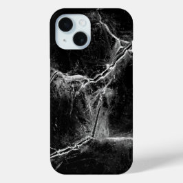 白黒の氷の割れ写真 iPhone 15ケース
