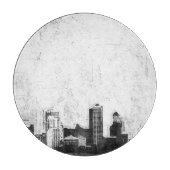 白黒の汚い都市背景 カッティングボード (正面)