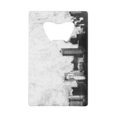 白黒の汚い都市背景 クレジットカード栓抜き (正面)