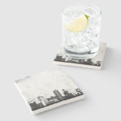 白黒の汚い都市背景 ストーンコースター (横)