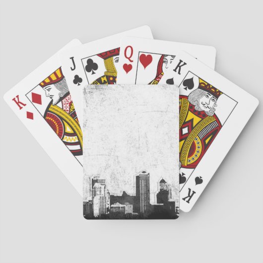 白黒の汚い都市背景 トランプ (裏面)