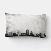 白黒の汚い都市背景 ランバークッション (裏面)