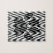 白黒の波に犬の足を印刷 ジグソーパズル (横)