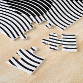 白黒の波に犬の足を印刷 ジグソーパズル (側面)