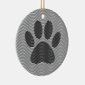 白黒の波に犬の足を印刷 セラミックオーナメント (右)