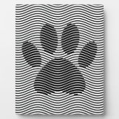 白黒の波に犬の足を印刷 フォトプラーク (正面)