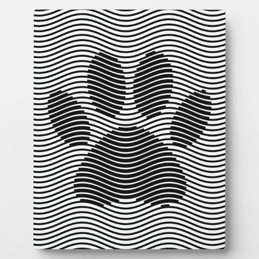 白黒の波に犬の足を印刷 フォトプラーク (正面)