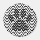 白黒の波に犬の足を印刷 マグネット (正面)