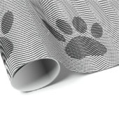 白黒の波に犬の足を印刷 ラッピングペーパー (ロールコーナー)