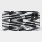 白黒の波に犬の足を印刷 Case-Mate iPhoneケース (裏面(横))