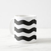 白黒の波のクールカフェ コーヒーマグカップ (正面左)