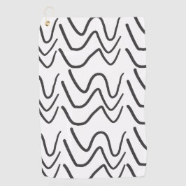 白黒の波のパターストライプン ゴルフタオル