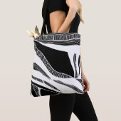 白黒の波トート トートバッグ (クローズアップ)