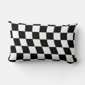 白黒の波型チェックデザイン ランバークッション (裏面)