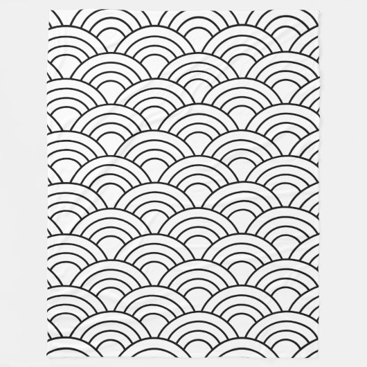 白黒の波型 フリースブランケット (正面)