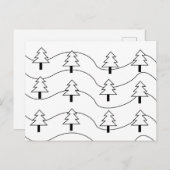 白黒の波形のクリスマスツリーストライプパターン ポストカード (正面/裏面)